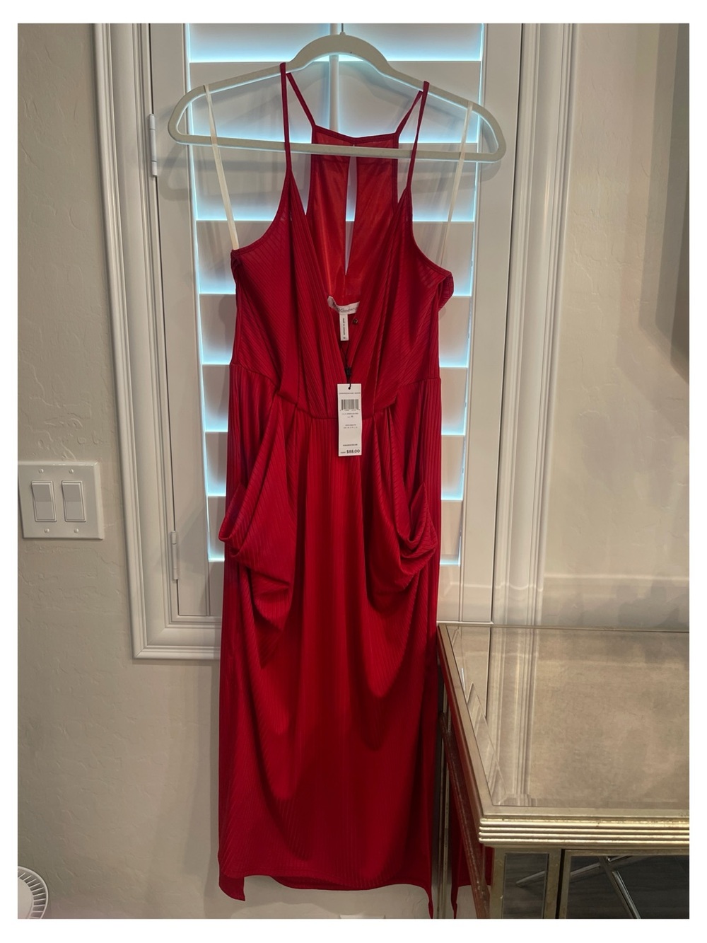 BCBGeneration Red Sleeveless Maxi Dress with Keyhole Front